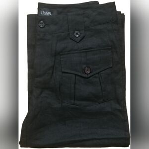 🖤 M, vintage y2k black 100% linen high waist wide leg pants by IIASOL